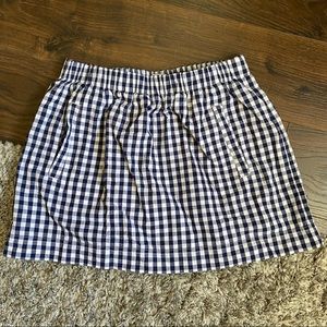 J Crew Navy Gingham Skirt